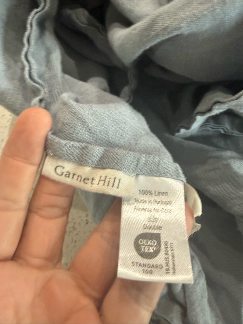 Garnet Hill Full/Double 100 Flax Linen Blue Fitted And Flat Sheet - Picture 8 of 9